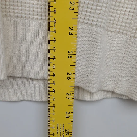 L.L.Bean Cotton Waffle Knit Sweater Cream Black Stripe – Women’s M - Picture 8 of 9